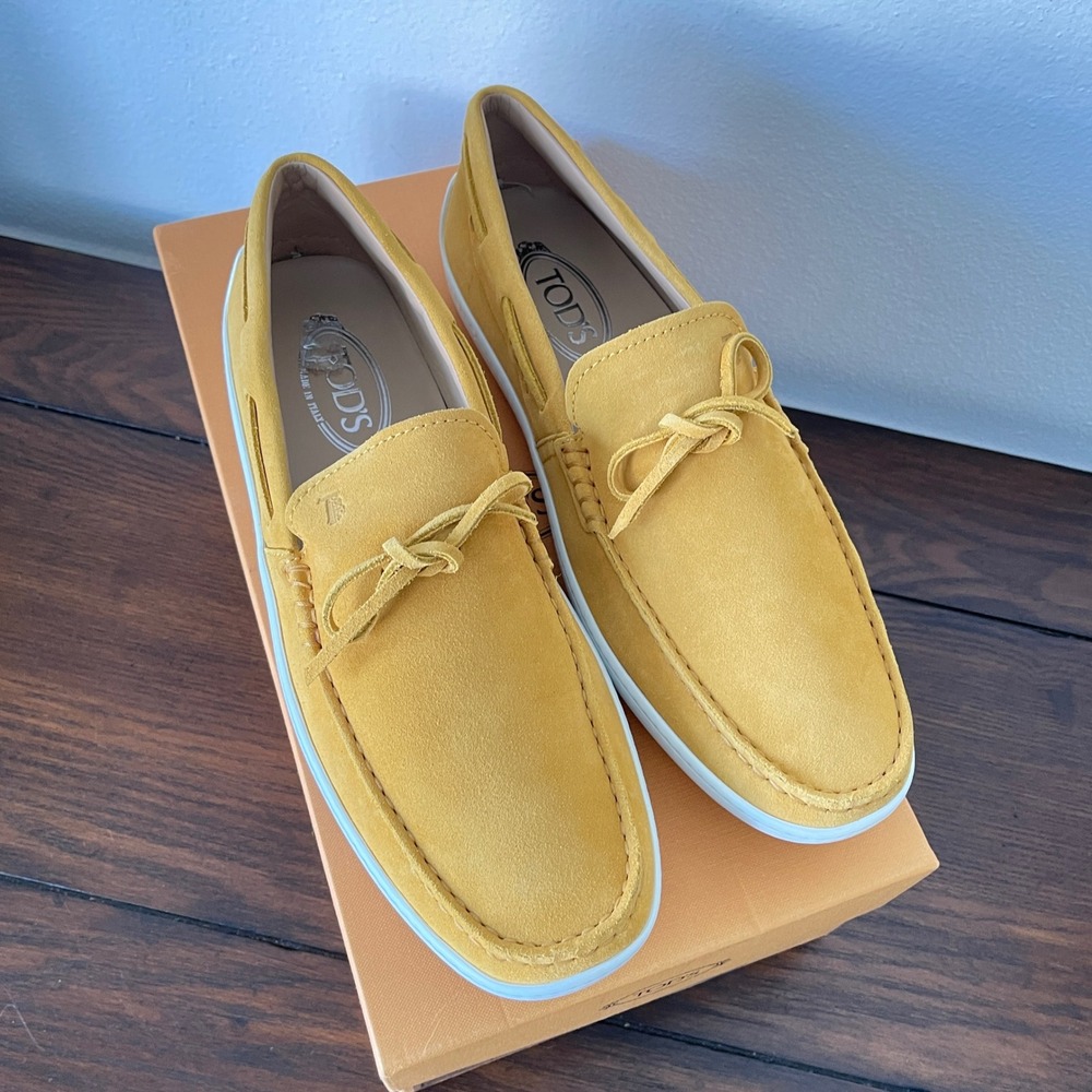 TOD's Women Yellow Suede 79A Moccasino Doppio Slip on Loafer shoe, EU39